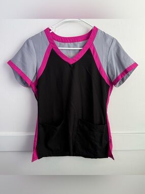 GREY’S ANATOMY ACTIVE Black, Pink, & Grey Scrub Top